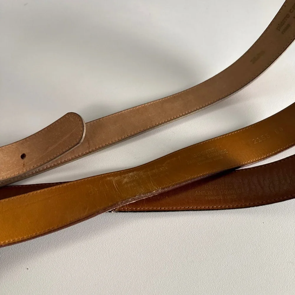Pierre Cardin Vintage Leather Belt Bundle Womens Black Brown Tan Cowhide 34 F14Q